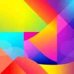 A vibrant, modern graphic design featuring bold, colorful geometric shapes and gradients inspired by TVIColor, with abstract patterns and dynamic color transitions, no text or letters visible, clean background, high detail, smallHQ style