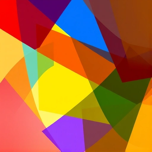 A vibrant, abstract representation of color theory in design, featuring overlapping translucent geometric shapes in bold primary and secondary colors (red, blue, yellow, green, orange, purple) forming a dynamic, harmonious composition. Subtle light flares and soft gradients enhance depth, suggesting creativity and innovation. No text, logos, or readable symbols. The mood is energetic, modern, and inspiring — evoking the idea of color as a design superpower.