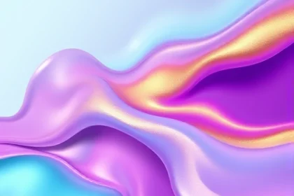 A vibrant, abstract representation of color exploration with flowing gradients of teal, violet, and gold blending seamlessly in a dynamic, fluid composition, suggesting creativity and technological innovation in color science, no text or symbols
