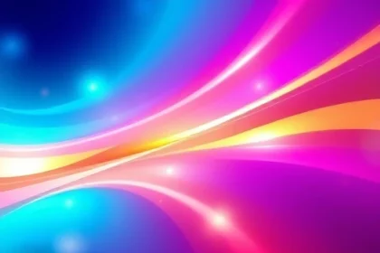 A vibrant, colorful abstract composition inspired by TVIColor, featuring dynamic gradients of teal, violet, and indigo blending into radiant gold and coral accents, with soft glowing light flares and subtle geometric patterns suggesting motion and energy, evoking creativity and inspiration