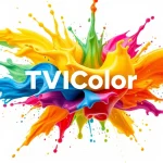 A vibrant, abstract splash of colorful paint in motion, forming dynamic shapes and gradients inspired by the TVIColor brand, with no text, logos, or letters visible, purely artistic and fluid composition