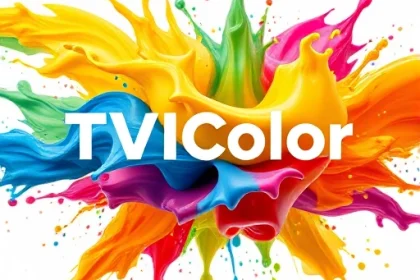 A vibrant, abstract splash of colorful paint in motion, forming dynamic shapes and gradients inspired by the TVIColor brand, with no text, logos, or letters visible, purely artistic and fluid composition