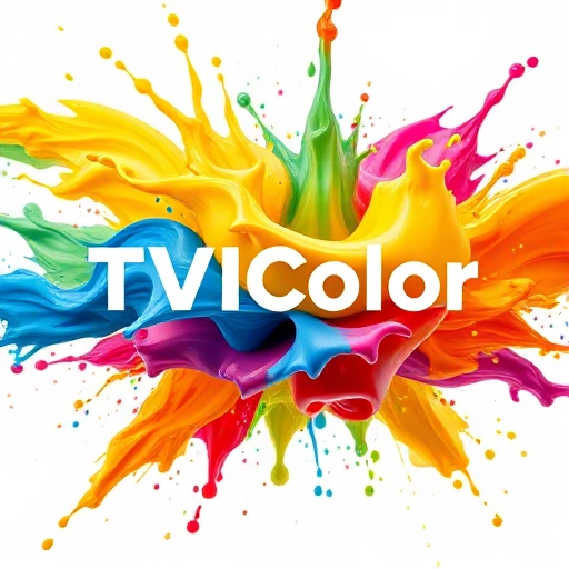 A vibrant, abstract splash of colorful paint in motion, forming dynamic shapes and gradients inspired by the TVIColor brand, with no text, logos, or letters visible, purely artistic and fluid composition