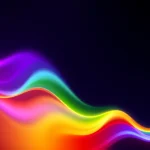 A vibrant, abstract spectrum of colors flowing like liquid light across a dark background, with smooth gradients transitioning from deep violet to electric blue, bright green, warm yellow, and fiery red, forming a dynamic, flowing wave pattern that suggests energy and possibility, no text, no symbols, no recognizable objects, purely chromatic and fluid