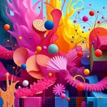 A vibrant and colorful scene showcasing the creative capabilities of TVIColor. The image should depict a variety of artistic elements such as abstract shapes, patterns, and textures, all rendered in a harmonious and visually appealing manner. The composition should be dynamic and engaging, highlighting the versatility and creativity that TVIColor brings to digital art.