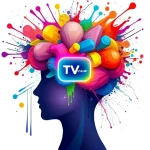 A vibrant, abstract illustration of a person's mind bursting with colorful paint splashes, geometric shapes, and flowing gradients, symbolizing creative inspiration, with a central glowing TVIColor logo subtly integrated into the design, no text or letters visible, modern digital art style, high detail, soft lighting