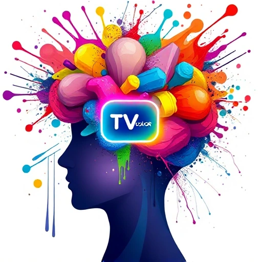 A vibrant, abstract illustration of a person's mind bursting with colorful paint splashes, geometric shapes, and flowing gradients, symbolizing creative inspiration, with a central glowing TVIColor logo subtly integrated into the design, no text or letters visible, modern digital art style, high detail, soft lighting