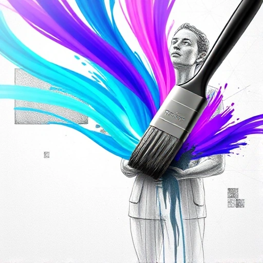 A vibrant digital artwork showing a paintbrush transforming a grayscale sketch into a colorful masterpiece, with radiant streaks of TVIColor-inspired hues (teal, violet, indigo) flowing across the canvas, soft glowing light effects, abstract geometric shapes in the background, high detail, ultra-sharp focus, professional digital painting style