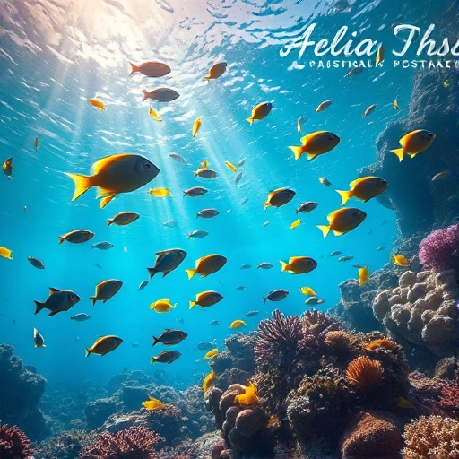 A vibrant underwater scene with colorful tropical fish swimming among coral reefs, soft sunlight filtering through the water, creating a serene and immersive atmosphere, no text or symbols visible