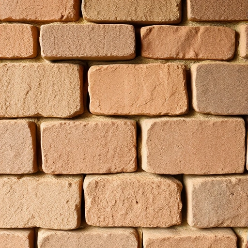 A traditional ceramic brick used for building a sauna, shown in detail with visible texture and earthy tones, arranged in a rustic construction pattern