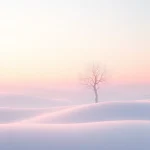A serene digital landscape with soft glowing horizons, gentle pastel skies, and a minimalist abstract tree silhouette made of light particles, evoking calm and digital harmony, suitable for a high-resolution screen wallpaper