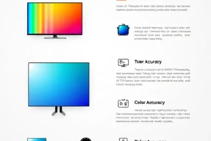 A clean, modern infographic-style illustration explaining TVicolor technology, featuring vibrant color spectrums, sleek television icons, and clear text labels about color accuracy and display features, all arranged in a professional layout with a light background