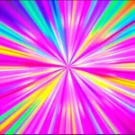 A vibrant digital screen displaying ultra-bright, saturated colors in a dynamic gradient pattern with electric blues, neon pinks, vivid yellows, and intense greens radiating outward from the center, creating a glowing, high-energy visual effect with sharp contrast and luminous intensity, no text, no logos, no UI elements, pure abstract color explosion
