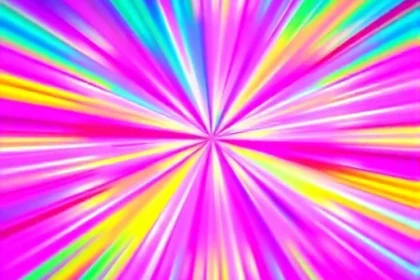 A vibrant digital screen displaying ultra-bright, saturated colors in a dynamic gradient pattern with electric blues, neon pinks, vivid yellows, and intense greens radiating outward from the center, creating a glowing, high-energy visual effect with sharp contrast and luminous intensity, no text, no logos, no UI elements, pure abstract color explosion