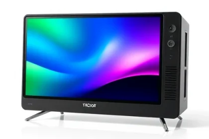 A modern, high-quality product display of a TVIColor device on a clean white background, showing its sleek design, vibrant color output, and intuitive interface, with soft natural lighting and subtle reflections to emphasize premium build quality, no text or labels visible
