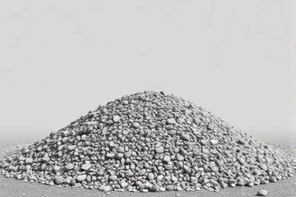 A realistic depiction of a pile of gravel used for road paving, showing the texture and color variations of the gravel against a neutral background, with no people, vehicles, or text elements.