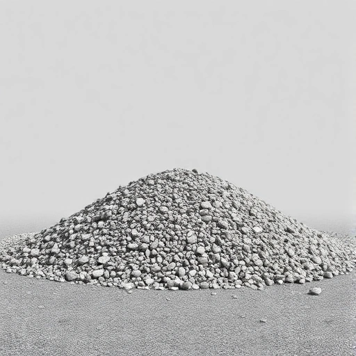 A realistic depiction of a pile of gravel used for road paving, showing the texture and color variations of the gravel against a neutral background, with no people, vehicles, or text elements.
