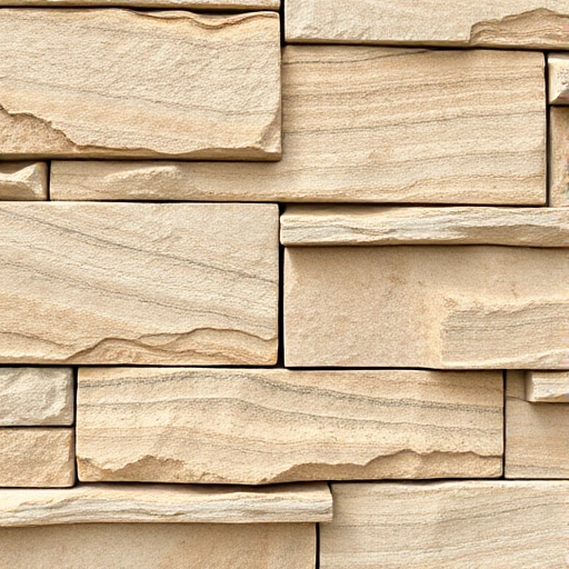 A close-up view of natural stone panels used for cladding a building facade, showcasing the texture, color variations, and subtle shadows that highlight the stone's depth and craftsmanship, with a neutral background that emphasizes the stone's surface details