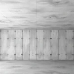 A realistic interior view of a reinforced concrete slab used as a floor or ceiling in a room, showing the concrete surface with visible steel reinforcement bars embedded, subtle lighting highlighting the texture, no text, letters, numbers, people, or furniture, a clean architectural perspective