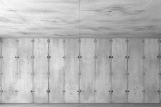 A realistic interior view of a reinforced concrete slab used as a floor or ceiling in a room, showing the concrete surface with visible steel reinforcement bars embedded, subtle lighting highlighting the texture, no text, letters, numbers, people, or furniture, a clean architectural perspective