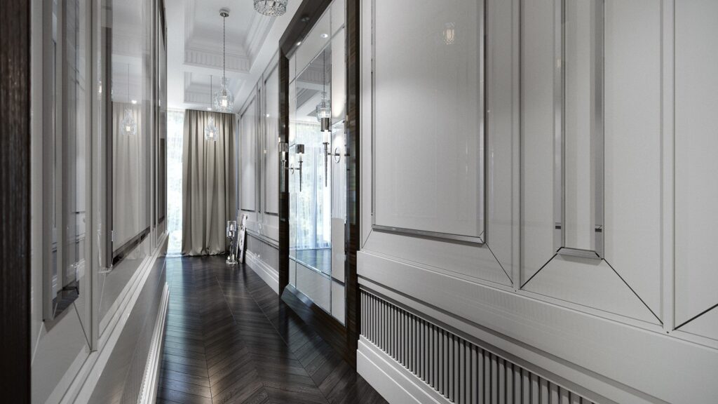 Фото 10 — Отделка коридора с зеркальными поверхностями