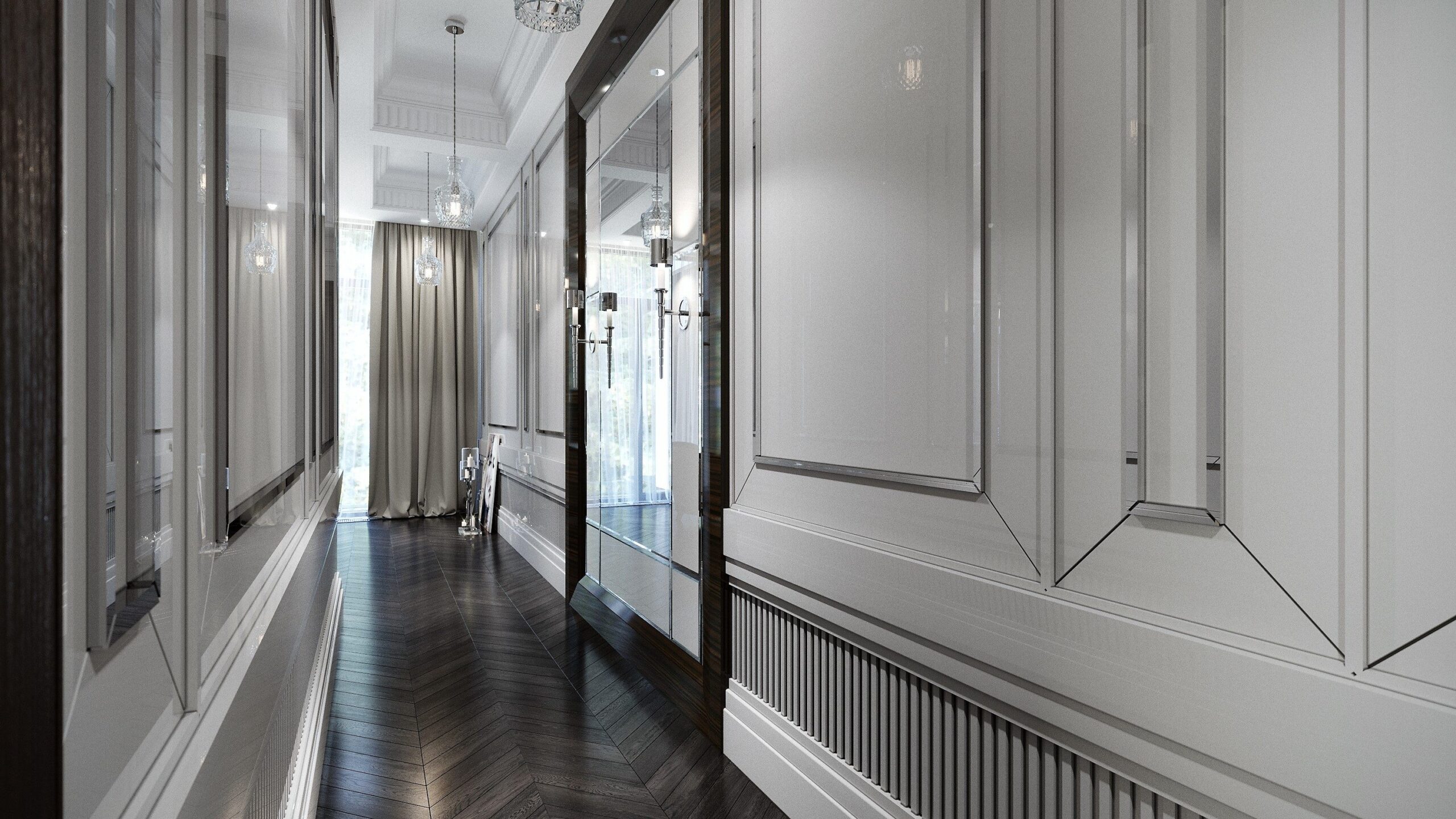 Фото 10 — Отделка коридора с зеркальными поверхностями