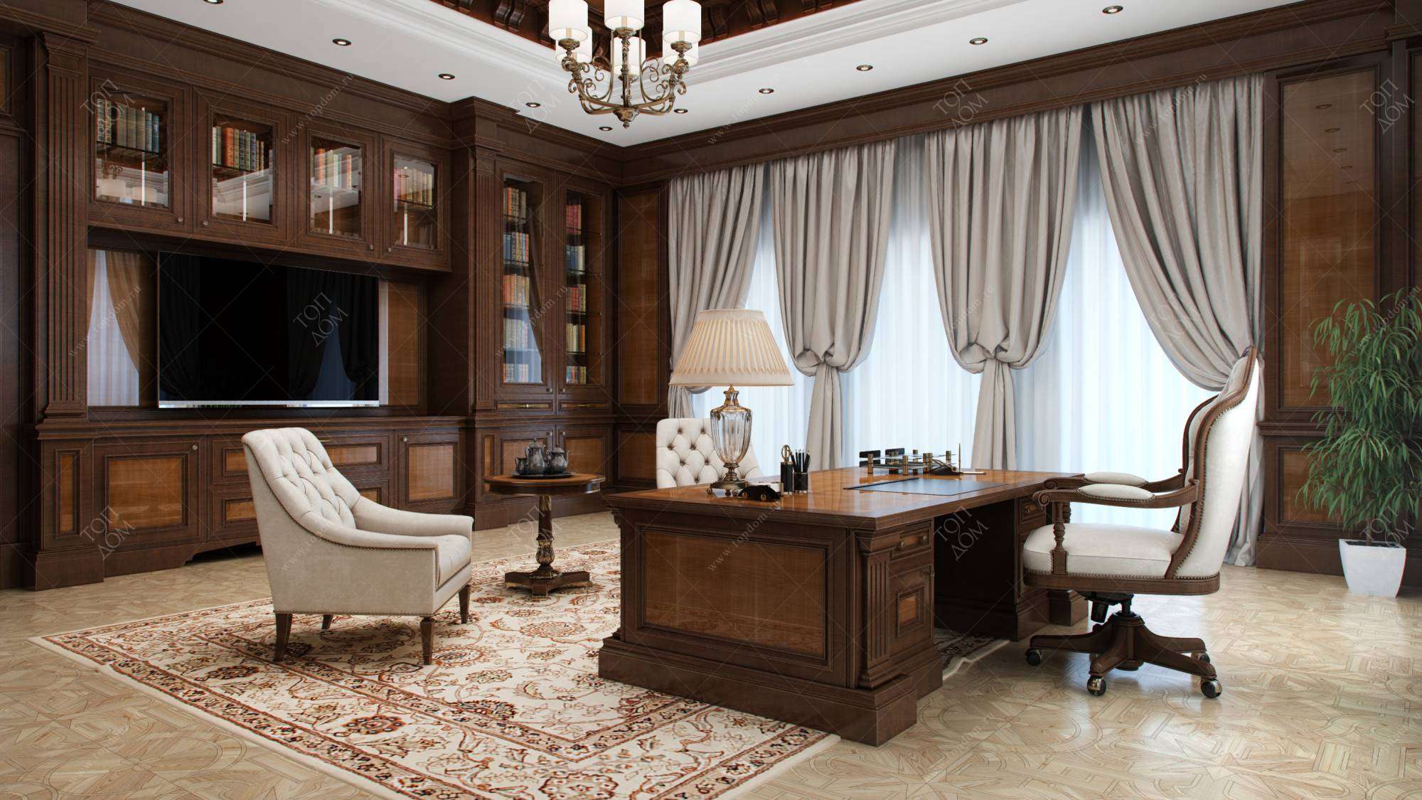 Фото 65 — Отделка кабинета с установкой мебели